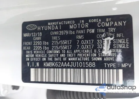 2018 Hyundai Kona Sel из США, поврежденный, VIN KM8K62AA4JU101588